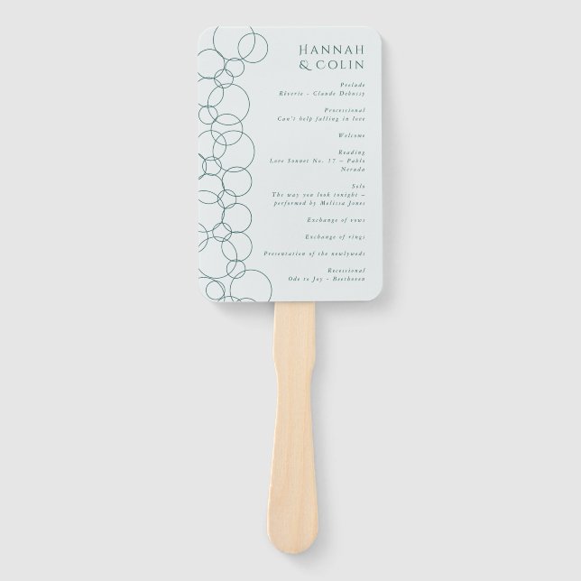 Elegant Modern Bubbles Geometric Grey & Dark Teal  Hand Fan (Front)