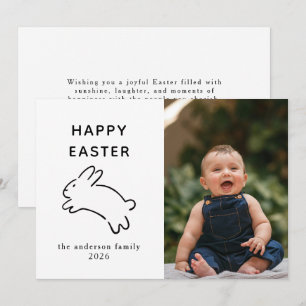 Elegant Modern Bunny Happy Easter Photo Holiday Card