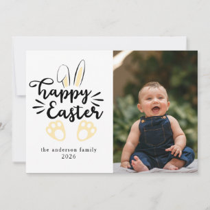 Elegant Modern Bunny Happy Easter Photo Holiday Card