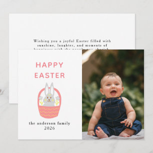 Elegant Modern Bunny Happy Easter Photo Holiday Card