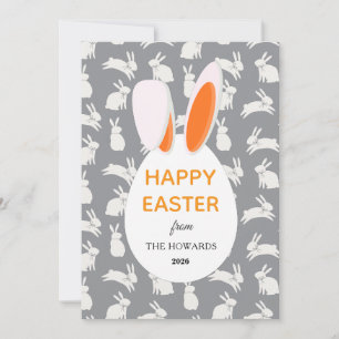 Elegant Modern Bunny Patterns Happy Easter Photo Holiday Card