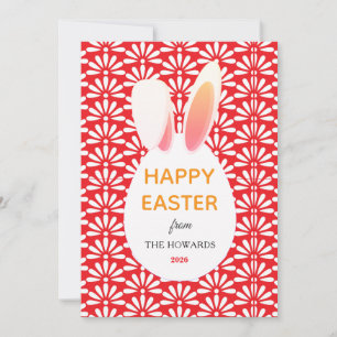 Elegant Modern Bunny Patterns Happy Easter Photo Holiday Card