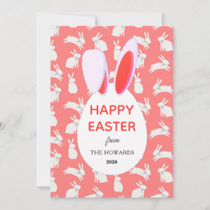 Elegant Modern Bunny Patterns Happy Easter Photo Holiday Card