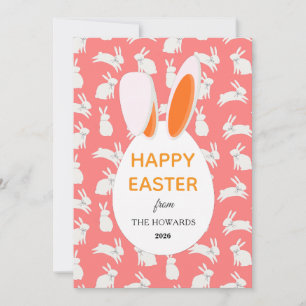 Elegant Modern Bunny Patterns Happy Easter Photo Holiday Card