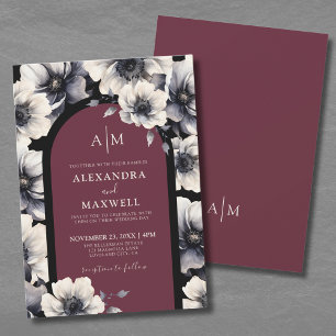 Elegant Modern Burgundy Floral Wedding Invitation