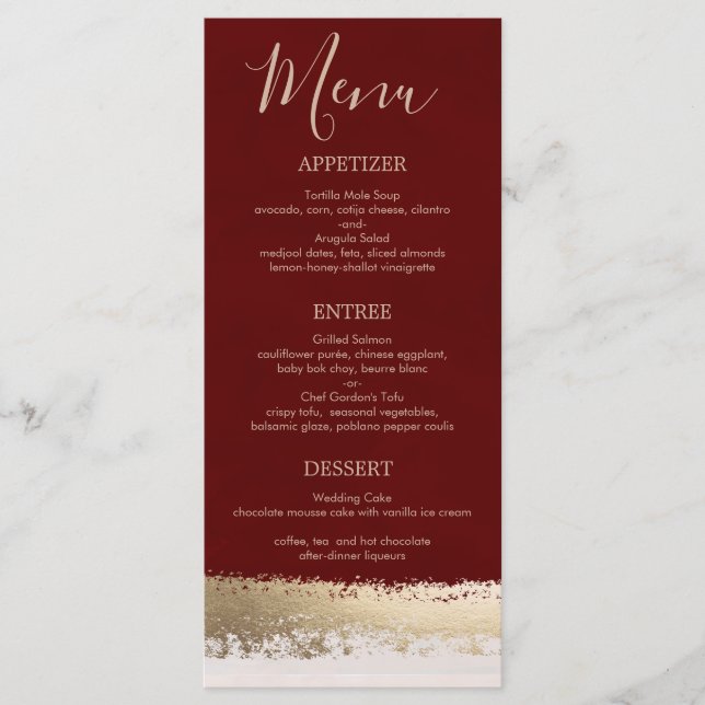Elegant, Modern, Burgundy, Gold Foil Wedding Programme (Front)