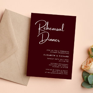 Elegant & Modern Burgundy Rehearsal Dinner Invitation