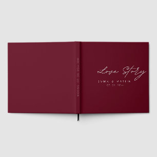 Elegant & modern Burgundy Script Wedding Guest Book
