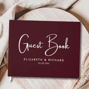 Elegant & Modern Burgundy Wedding Guest Book