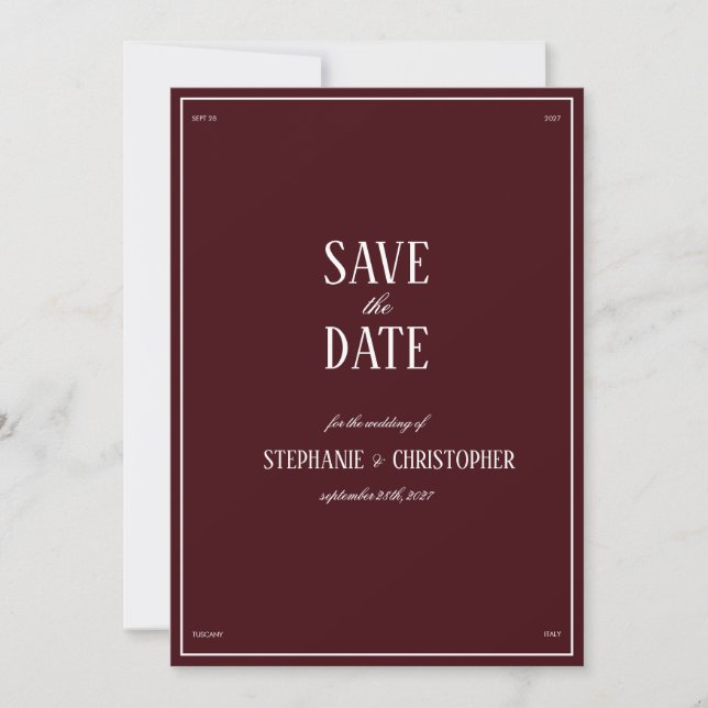 Elegant Modern Burgundy Wedding Invitation (Front)