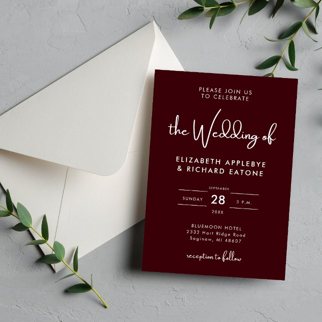 Elegant & Modern Burgundy Wedding Invitation (Creator Uploaded)