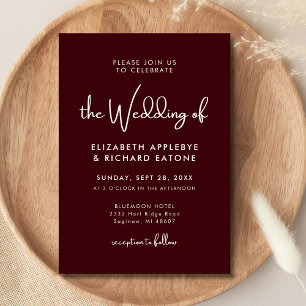 Elegant & Modern Burgundy Wedding Invitation