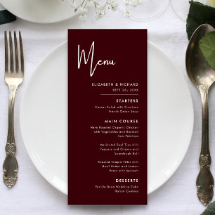 Elegant & Modern Burgundy Wedding Menu