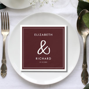 Elegant & Modern Burgundy Wedding Napkin