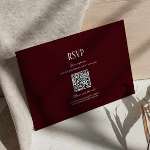 Elegant Modern Burgundy Wedding QR Code RSVP Enclosure Card