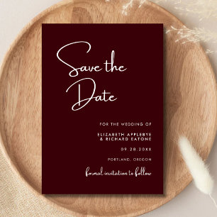 Elegant & Modern Burgundy Wedding Save The Date