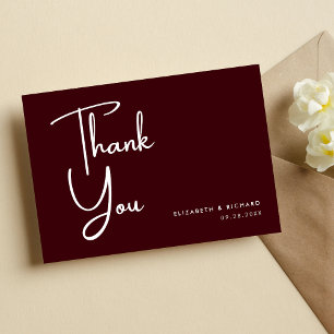 Elegant & Modern Burgundy Wedding Thank You Card