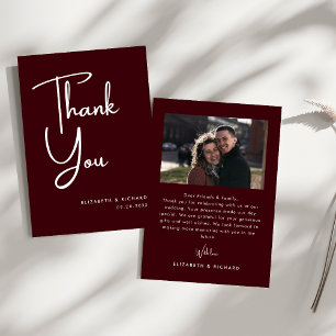 Elegant & Modern Burgundy Wedding Thank You Card