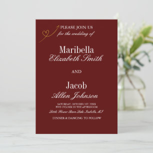 Elegant Modern Burgundy & White Formal Wedding Invitation