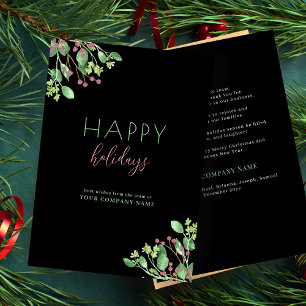 Elegant modern business corporate black holiday card