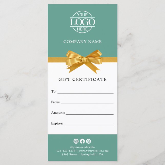 Elegant Modern Business Gift Certificate with Logo (Front)