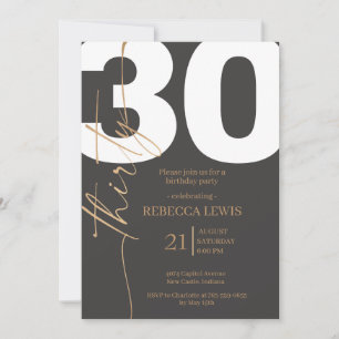 Elegant Modern Calligraphy 30 Adult Birthday Invitation