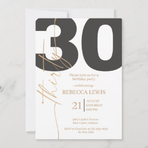 Elegant Modern Calligraphy 30 Adult Birthday Invitation