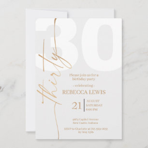 Elegant Modern Calligraphy 30 Adult Birthday Invitation