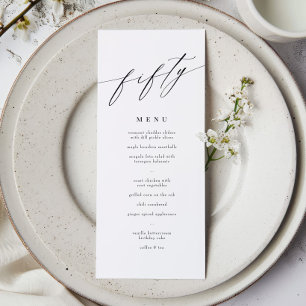 Elegant Modern Calligraphy 50th Birthday Menu