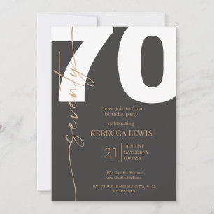 Elegant Modern Calligraphy 70th Adult Birthday Invitation