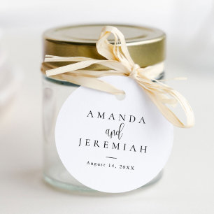 Elegant Modern Calligraphy Black and White Wedding Favour Tags