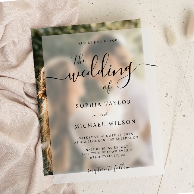Elegant Modern Calligraphy Black Wedding Vellum Invitations (Creator Uploaded)