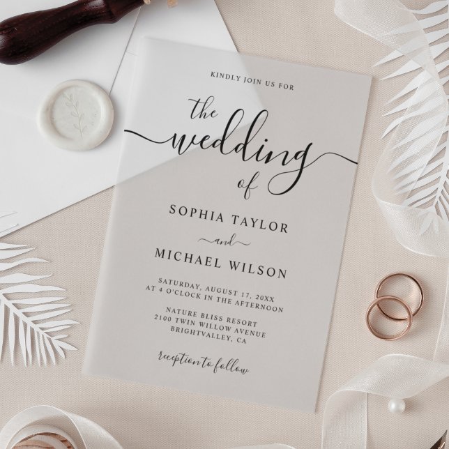 Elegant Modern Calligraphy Black & White Wedding Acrylic Invitations (Creator Uploaded)