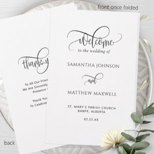 Elegant, Modern Calligraphy Folded Wedding Program