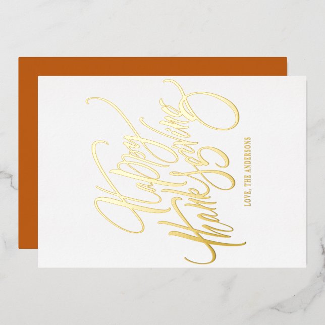Elegant Modern Calligraphy Happy Thanksgiving (Front/Back)