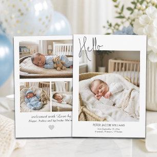 Elegant Modern Calligraphy Hello Baby Photo Birth  Announcement