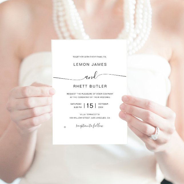 Elegant Modern Calligraphy Minimalist Wedding  Invitation (Creator Uploaded)