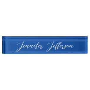 Elegant Modern Calligraphy Name Professional Blue Nameplate