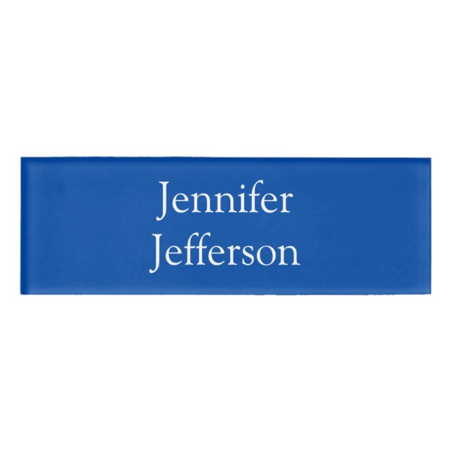 Elegant Modern Calligraphy Name Professional Blue Tag (Front)