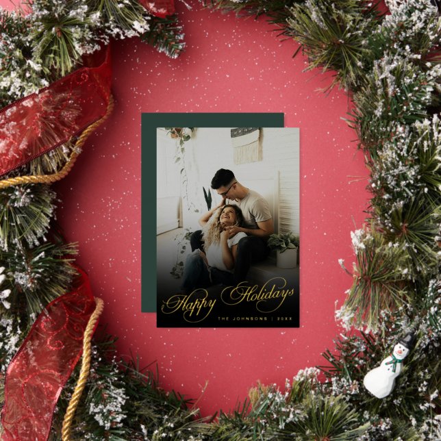 Elegant Modern Calligraphy Script Christmas Photo (Insitu)