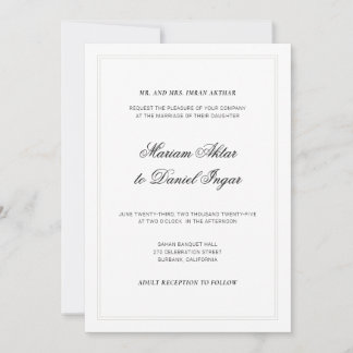 Elegant Modern Calligraphy Script White Wedding Invitation