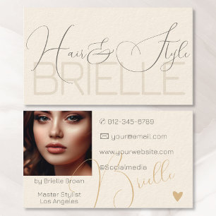 Elegant Modern Calligraphy Signature Photo Image  Business Card