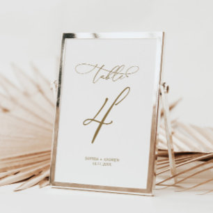 Elegant Modern Calligraphy Table 4 Wedding Table Number
