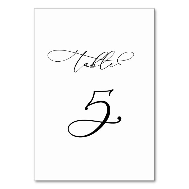 Elegant Modern Calligraphy Table 5 Wedding Table Number (Front)