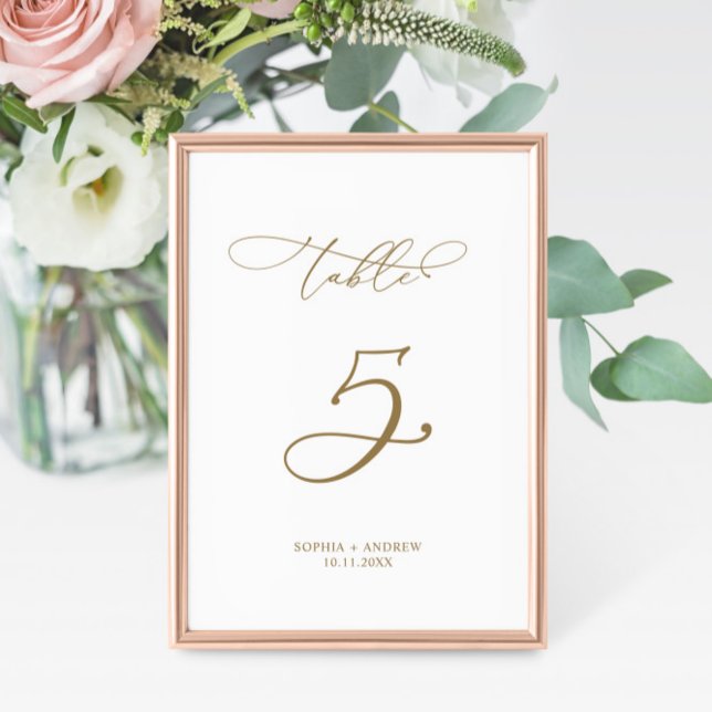 Elegant Modern Calligraphy Table 5 Wedding Table Number (Creator Uploaded)