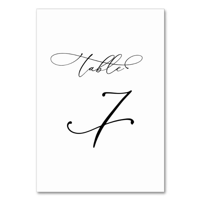 Elegant Modern Calligraphy Table 7 Wedding Number (Front)