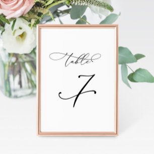 Elegant Modern Calligraphy Table 7 Wedding Table Number