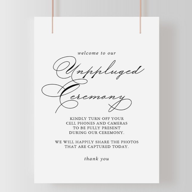 Elegant Modern Calligraphy Unplugged Ceremony Sign (Creator Uploaded)