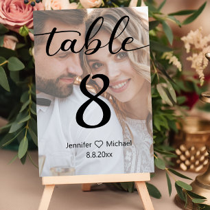 elegant modern calligraphy wedding faded photo tab table number
