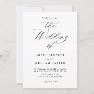 Elegant Modern Calligraphy Wedding Invitation